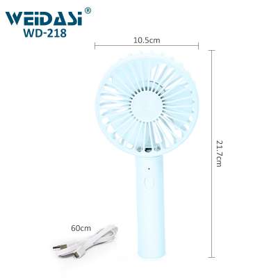 portable 3 kinds speed rechargeable hand electric fan with usb cable