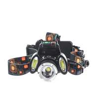 Newest xml T6+2*Cob Bulbs Led Zoomable Head Flashlight 4 Tactical Mode Headlamp for 18650 Battery